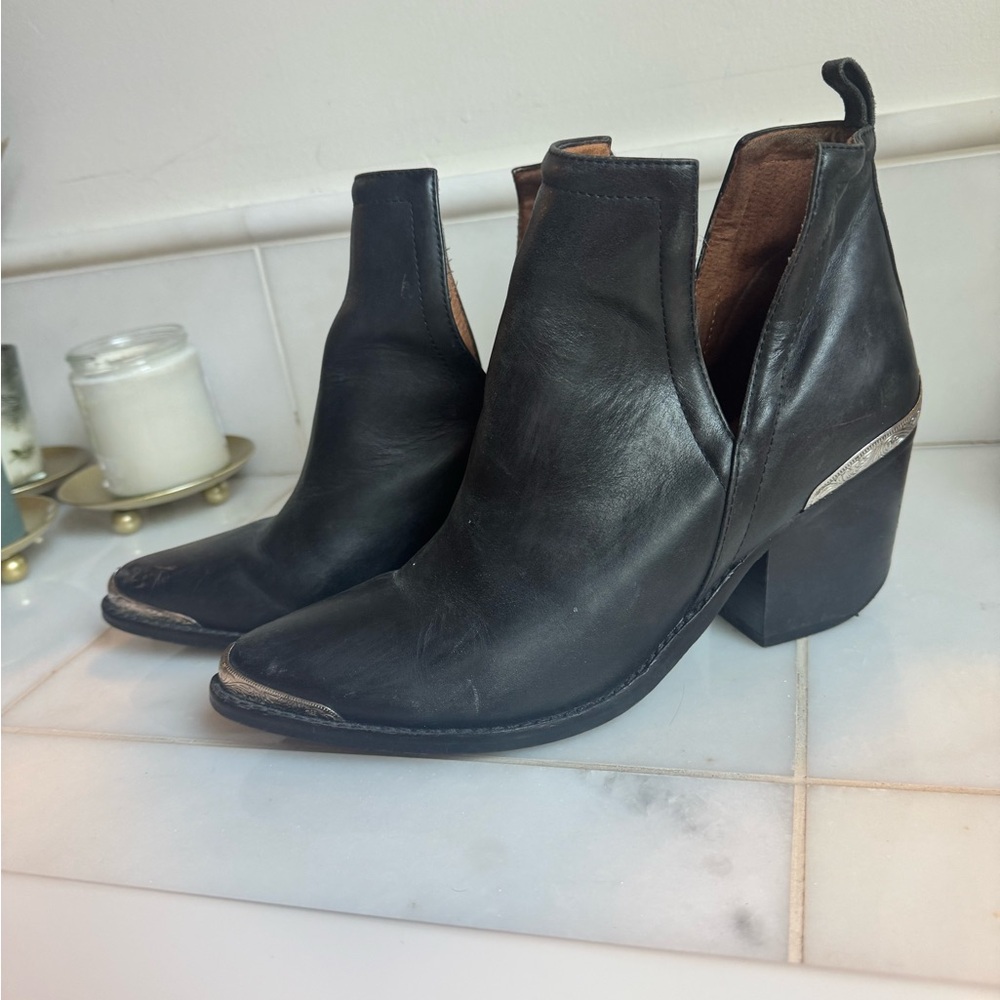 Jeffrey Campbell Black Leather Ankle Boots
